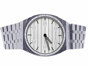 Gucci グッチ 25H Quartz GGロゴ YA163407 ダイヤモンドカスタム 腕時計 アフターダイヤ ジュエリー ヒップホップ ラップ