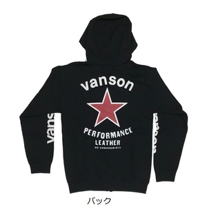 Lサイズ VANSON バンソン RED STAR CUSTOM ジップパーカー 881V435 ブラック