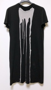 リックオウエンス Rick Owens DRKSHDW ダークシャドウ 16AW WOVEN T-SHIRT レベル プリント Tシャツ ブラック 黒 DU16F8255-RNV　ゲロT