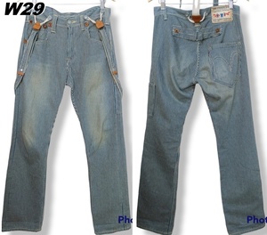 希少　リーバイス　XS502-0003　ヒッコリー　サスペンダーデニム　W29　80㎝　ユーズド加工　Levi’s　Ｍ相当　221216-07