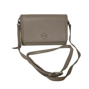 トリーバーチ TORY BURCH 55374 0219 - レザー グレーベージュ ショルダーウォレット/ラウンドファスナー 美品 財布