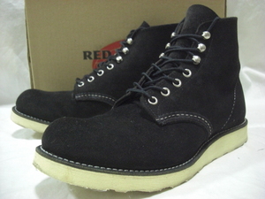 2011 REDWING 8174 PLAIN TOE プレーントゥ ブラック スウェード ラフアウト US9 D (M-14-6)