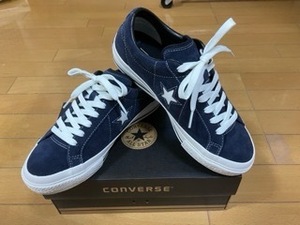 送料割引！ゴルフシューズ　スニーカー　スパイクレス　牛革スウェード　US5　23.5cm　紺Xワンスター　CONVERSE★未使用格安！