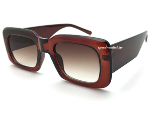 CHICANO SQUARE SUNGLASS BROWN × BROWN HALF/チカーノスクエアサングラスブラウンハードコアアメリカメキシカンギャングローク調80年代