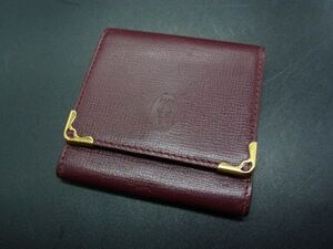 ■美品■ Cartier カルティエ マストライン レザー コインケース コインパース 小銭入れ ボルドー系 DH1330