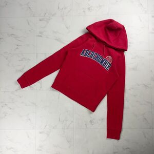 美品 Abercrombie & Fitch アバクロンビー&フィッチ ロゴワッペン刺繍フーディーパーカー トップス レディース 赤 サイズS*TC878