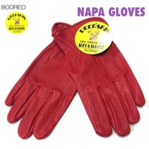 送料無料★ NAPA GLOVES ナパ 鹿革 ディア グローブ プレーン 800RED-L レッド 赤 紅 バイクグローブ ワークグローブ 本革 USA老舗ブランド