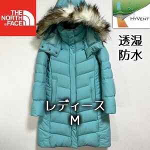 人気希少 ノースフェイス ダウンコート レディースM 透湿防水 フード着脱可 THE NORTH FACE ロゴ刺繍 グースダウン ヌプシ バルトロライト