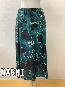 マルニ (MARNI) 緑と黒のプリントスカート ウエストゴム サイズ42