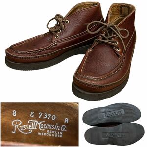 Russell Moccasin ラッセルモカシン ヴィンテージ スポーティングクレーチャッカ ブーツ シボ革 茶 ブラウン ダブルモカシン US8 26cm USA