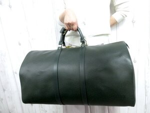 極美品 LOUIS VUITTON ルイヴィトン スペシャルオーダー タイガ キーポル55 エピセア ボストンバッグ バッグ レザー 緑 A4可 メンズ78411Y