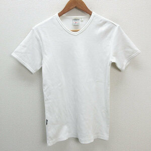 s■アヴィレックス/AVIREX 半袖リブTシャツ/カットソー【M】白/MENS/58【中古】