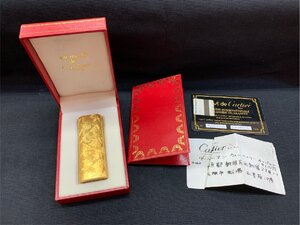 【6HT滑12004E】★1円スタート★Cartier★カルティエ★ゴールド★オーバル★ローラー★ガスライター★煙草★タバコ★禁煙具★箱付き