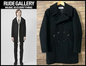 送無 使用感の少ない美品 定価68,040 RUDE GALLERY ルードギャラリー 16AW TEDS LONG PEA COAT テッズ ロング Pコート ピーコート 黒 2 (S)