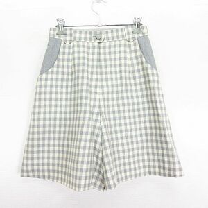 クレージュ courreges パンツ ボトムス キュロット ハーフ丈 チェック ウール 63-90 グレー×アイボリー ※EKM レディース