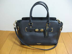 美品即決コーチ COACH ハンドバッグ/ショルダーバッグ 2way スワッガー27 ブレイク キャリーオール ネイビー紺 F55665