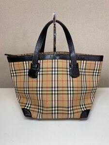 BURBERRY ハンドバッグ キャンバス バーバリー トートバッグ バッグ チェック 柄 バッグ シャドーホース