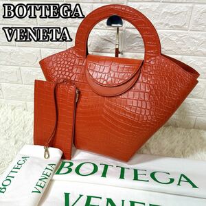 極美品 BOTTEGA VENETA ボッテガヴェネタ Doll ドール トートバッグ ハンドバッグ レザー イタリア ポーチ付き658516VA450 クロコ型押し