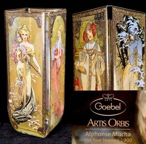 超貴重！ ドイツ Goebel ゲーベル Artis Orbisシリーズ Mucha アルフォンス・ミュシャ 「四季」 1900年版 絵変わり花瓶