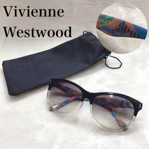 美品 Vivienne Westwood オーブ バイカラー サングラス 総柄 ヴィヴィアンウエストウッド アイウェア