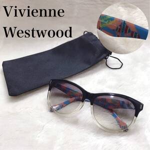 美品 Vivienne Westwood オーブ バイカラー サングラス 総柄 ヴィヴィアンウエストウッド アイウェア