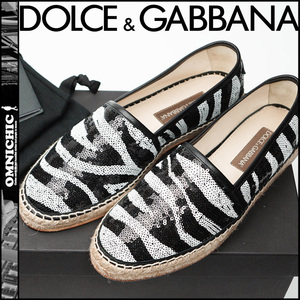 ■新品定14万【DOLCE＆GABBANA】ドルチェ＆ガッバーナ/DG感満点の超豪華スパンコールの美しい輝きエスパドリーユシューズ41 UK7 / JP26㎝