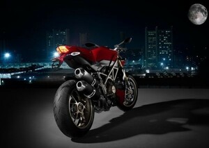 ドゥカティ ストリートファイターS 2009年 DUCATI 1098 絵画風 壁紙ポスター A2版594×420mm（はがせるシール式）001A2