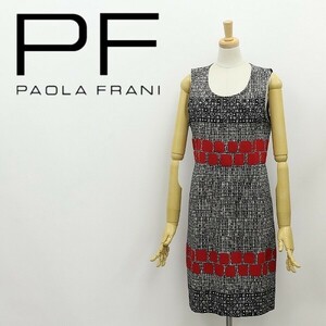 ◆PAOLA FRANI パオラフラーニ ストレッチ 総柄 ノースリーブ ワンピース 42