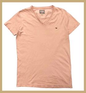 1649●DIESEL ディーゼル●ロゴプレート Vネック 半袖 Tシャツ ピンク S