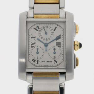 CARTIER カルティエ W51004Q4 タンクフランセーズ ホワイトダイヤル YG/SS クオーツ メンズ 【122349】