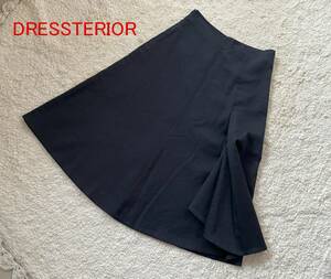 美品　DRESSTERIOR　ドレステリア ミモレ丈リネンスカート　サイズ36（Sサイズ）紺