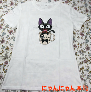 ◆猫が好き◆猫Tシャツ にゃんにゃん8号 かわいいイラスト マグカップの中のネコ 春夏 白 サイズ：М