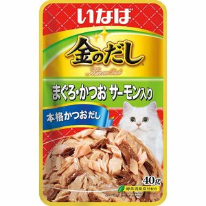 （まとめ買い）いなばペットフード 金のだしパウチ まぐろ・かつおサーモン入り 40g 猫用フード 〔×48〕