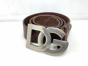 48-51 DOLCE&GABBANA レザーベルト シルバー ブラウン DGバックル