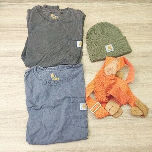 ◇ 《 carhartt カーハート まとめ売り4点セット サイズ混合 ワンポイント Tシャツ ニット帽 サスペンダー メンズ 》 E 1405140010671