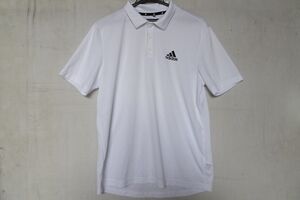 adidas/アディダス/襟付半袖シャツ/ポロシャツ/ゴルフウェア/速乾性/左胸ロゴプリント/白/ホワイト/Lサイズ(9/3R)