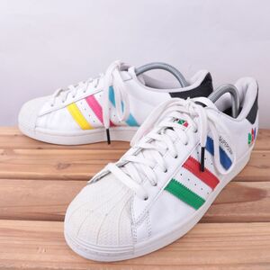 z4861 アディダス スーパースター US8 26.0cm/白 ホワイト 黒 ブラック マルチカラー adidas SUPERSTAR メンズ スニーカー 中古