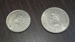 外国貨幣　ニューカレドニア　20フラン　50フラン　1967年 硬貨　2枚