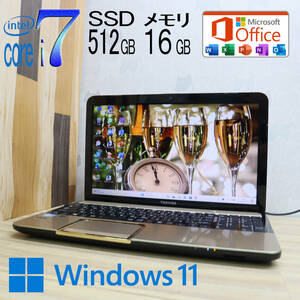 ★美品 最上級4コアi7！新品SSD512GB メモリ16GB★T552/58GK Core i7-3630QM Webカメラ Win11 MS Office2019 Home&Business★P71216