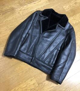 [U.S.SHEEPSKIN] B-3 ブラックムートン ダブルライダース レザージャケット USA製 M US ユーエス シープスキン