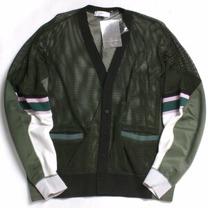 23ss【タグ付・新品・定価49,500円】TOGA VIRILIS Mesh jersey cardigan 48 GREEN TV31-JO322 トーガ ビリリース メッシュ カーディガン