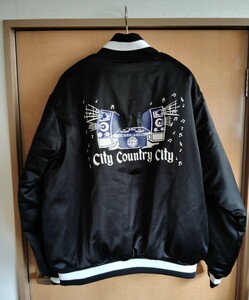 秋物 新品 定価36300円 CITY COUNTRY CITY シティーカントリーシティー Satain Varsity Jacket スタジアムジャンパー スタジャン ブラックL