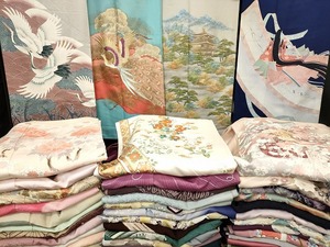 平和屋本店■1円 色留袖 まとめて 50点 鶴 孔雀 人物 風景 花柄 手描き 駒刺繍 金彩 など 着用可能多数 未使用品あり 全て正絹 se2486