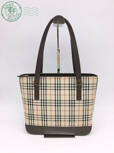 2405604680　＊ BURBERRY バーバリー トートバッグ レザー ノバチェック ベージュ レディース ハンドバッグ 肩掛け 三層 中古