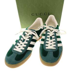 GUCCI×adidas グッチ×アディダス GAZELLE ガゼル ベルベットスニーカー 707848 グリーン 27.5cm ITF31ZYASAAW