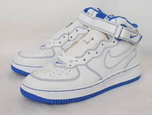 未使用品 01年 NIKE AIR FORCE 1 MID COLOR WHITE/WHITE-ROYAL BLUE フォース 1 ミッド 白/青ステッチ US10 28㎝