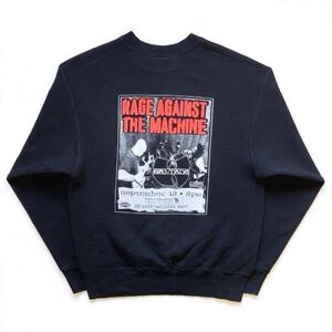 90s vintage USA製 RAGE AGAINST THE MACHINE WU-TANG CLAN 両面プリント スウェット 長袖 黒 size M 希少 レイジ ウータン 1997ツアー old