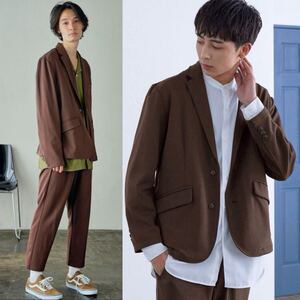 Loungewear tokyo ジョーゼットストレッチ セットアップ 梨地 テーラードジャケット&テーパードパンツ 送料無料