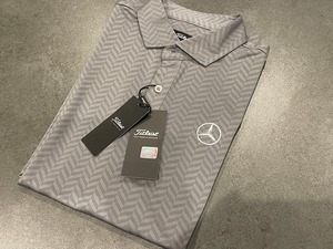 【未使用品】Mercedes-Benz×Titleist ゴルフ　ヘリンボーン ジャガードシャツ ★グレー★Lサイズ★定価：22,000円