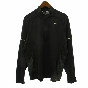 ナイキ NIKE DRI-FIT ドライフィット ハーフジップジャケット ジャージ スタンドカラー メッシュ素材 黒 XL ●ECO